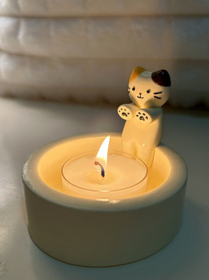 Cat Candlestick Holder Cute Kitten Candle Holder Creative Aromatherapy Candle Holder Home Desktop Decorative Ornaments - Jaazi Intl