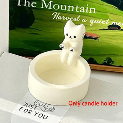 Cat Candlestick Holder Cute Kitten Candle Holder Creative Aromatherapy Candle Holder Home Desktop Decorative Ornaments - Jaazi Intl