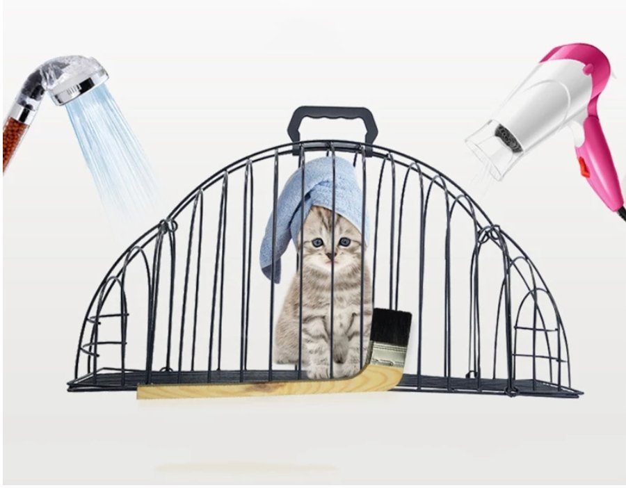 Cats Use A Bath And Transport Cage To Prevent Scratching - Jaazi Intl