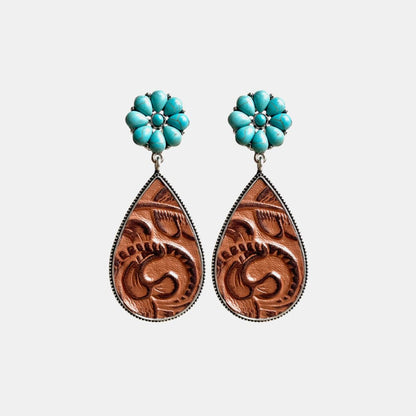 Turquoise Flower Teardrop Earrings