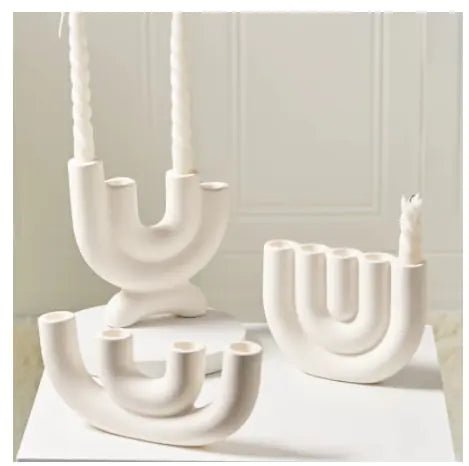 Ceramic Candlestick Holder - Jaazi Intl