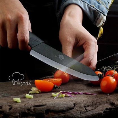 Ceramic Knife 3 4 5 6 inch Chef Utility Slicing Paring Kitchen Knife Zirconia Black Blade Colorful Handle Single Cooking Tools - Jaazi Intl