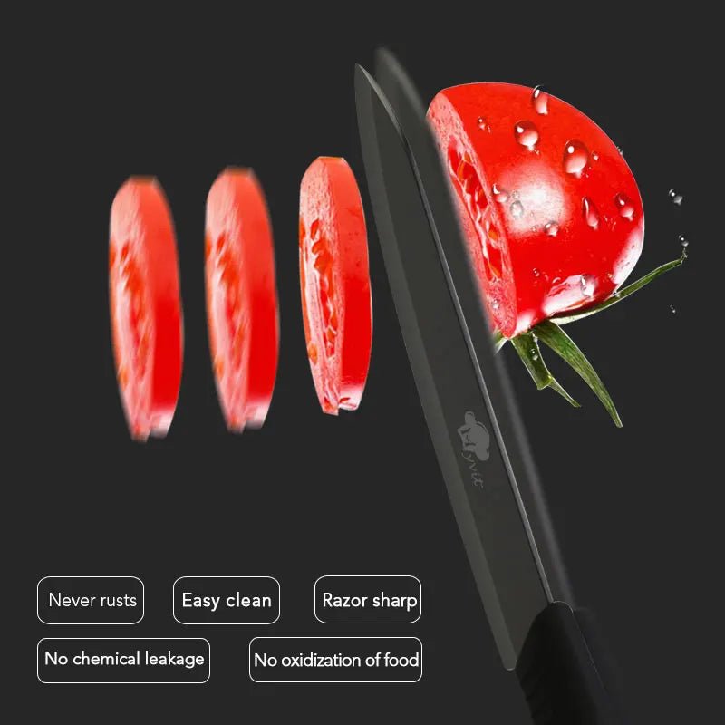 Ceramic Knife 3 4 5 6 inch Chef Utility Slicing Paring Kitchen Knife Zirconia Black Blade Colorful Handle Single Cooking Tools - Jaazi Intl