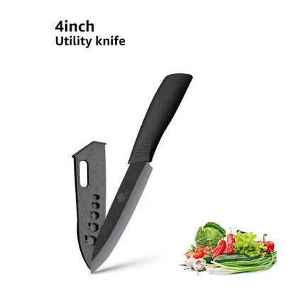 Ceramic Knife 3 4 5 6 inch Chef Utility Slicing Paring Kitchen Knife Zirconia Black Blade Colorful Handle Single Cooking Tools - Jaazi Intl