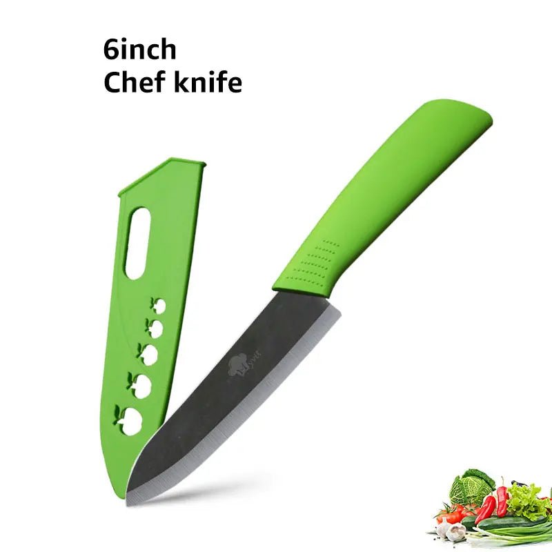 Ceramic Knife 3 4 5 6 inch Chef Utility Slicing Paring Kitchen Knife Zirconia Black Blade Colorful Handle Single Cooking Tools - Jaazi Intl