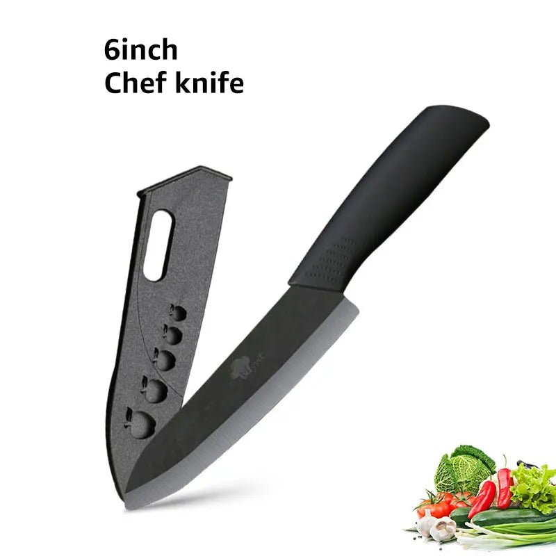 Ceramic Knife 3 4 5 6 inch Chef Utility Slicing Paring Kitchen Knife Zirconia Black Blade Colorful Handle Single Cooking Tools - Jaazi Intl