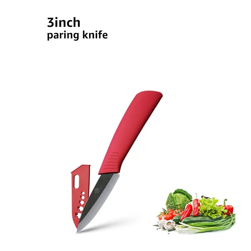 Ceramic Knife 3 4 5 6 inch Chef Utility Slicing Paring Kitchen Knife Zirconia Black Blade Colorful Handle Single Cooking Tools - Jaazi Intl