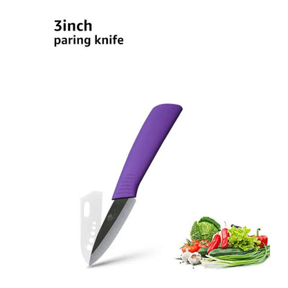 Ceramic Knife 3 4 5 6 inch Chef Utility Slicing Paring Kitchen Knife Zirconia Black Blade Colorful Handle Single Cooking Tools - Jaazi Intl