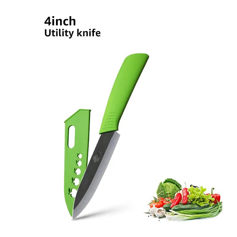 Ceramic Knife 3 4 5 6 inch Chef Utility Slicing Paring Kitchen Knife Zirconia Black Blade Colorful Handle Single Cooking Tools - Jaazi Intl