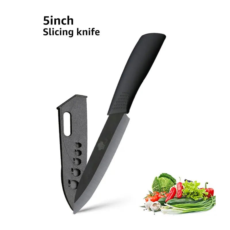 Ceramic Knife 3 4 5 6 inch Chef Utility Slicing Paring Kitchen Knife Zirconia Black Blade Colorful Handle Single Cooking Tools - Jaazi Intl