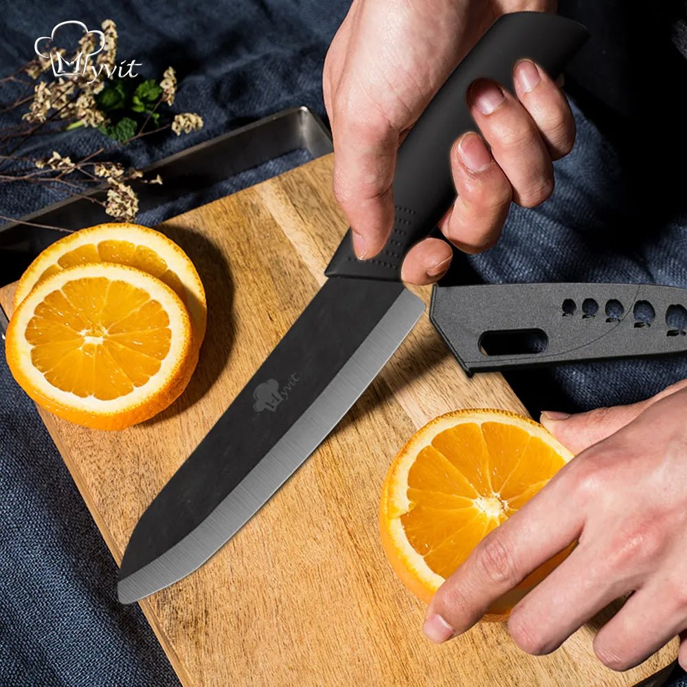 Ceramic Knife 3 4 5 6 inch Chef Utility Slicing Paring Kitchen Knife Zirconia Black Blade Colorful Handle Single Cooking Tools - Jaazi Intl