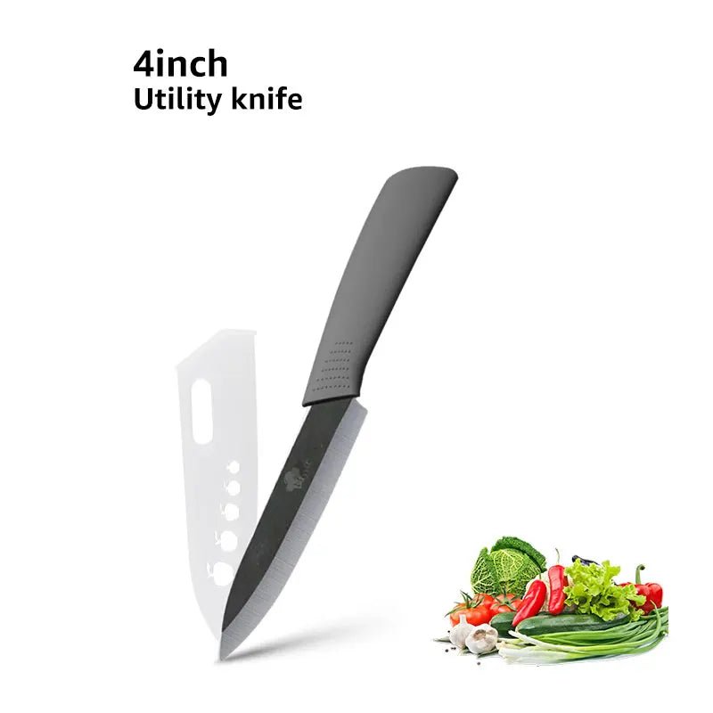 Ceramic Knife 3 4 5 6 inch Chef Utility Slicing Paring Kitchen Knife Zirconia Black Blade Colorful Handle Single Cooking Tools - Jaazi Intl