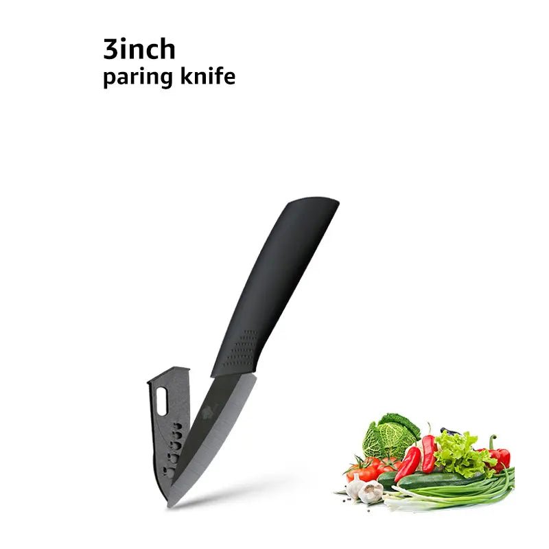 Ceramic Knife 3 4 5 6 inch Chef Utility Slicing Paring Kitchen Knife Zirconia Black Blade Colorful Handle Single Cooking Tools - Jaazi Intl