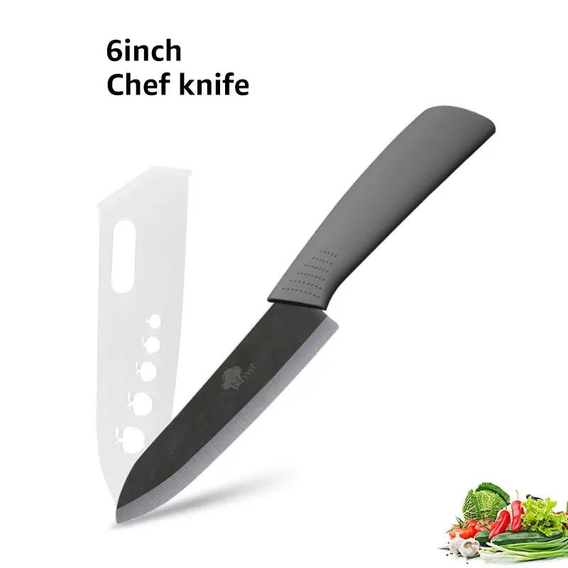 Ceramic Knife 3 4 5 6 inch Chef Utility Slicing Paring Kitchen Knife Zirconia Black Blade Colorful Handle Single Cooking Tools - Jaazi Intl