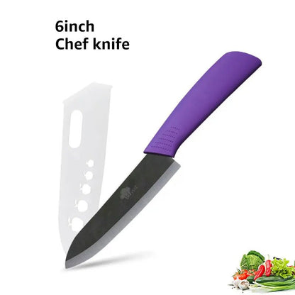 Ceramic Knife 3 4 5 6 inch Chef Utility Slicing Paring Kitchen Knife Zirconia Black Blade Colorful Handle Single Cooking Tools - Jaazi Intl