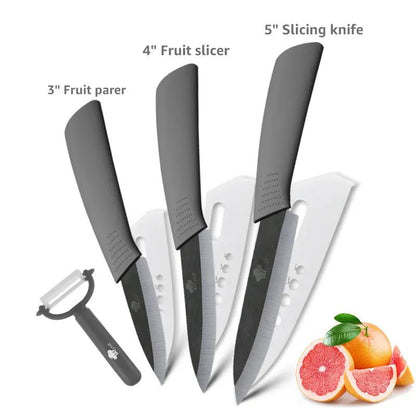 Ceramic Knife 3" 4" 5" 6" inch Zirconia Japanese Knife Black Blade Kitchen Knives Paring Fruit Ceramic Chef Knives Cooking Set - Jaazi Intl