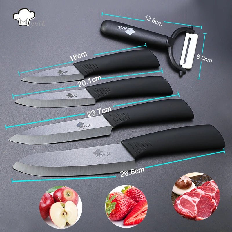 Ceramic Knife 3" 4" 5" 6" inch Zirconia Japanese Knife Black Blade Kitchen Knives Paring Fruit Ceramic Chef Knives Cooking Set - Jaazi Intl