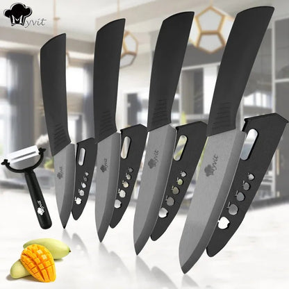 Ceramic Knife 3" 4" 5" 6" inch Zirconia Japanese Knife Black Blade Kitchen Knives Paring Fruit Ceramic Chef Knives Cooking Set - Jaazi Intl