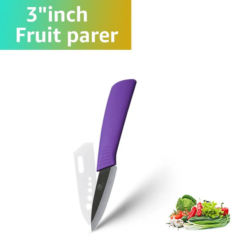 Ceramic Knife Kitchen Knives Set 3 4 5 6 inch +Peeler Zirconia Black Blade Fruit Chef Knife Vege Cooking Tool - Jaazi Intl