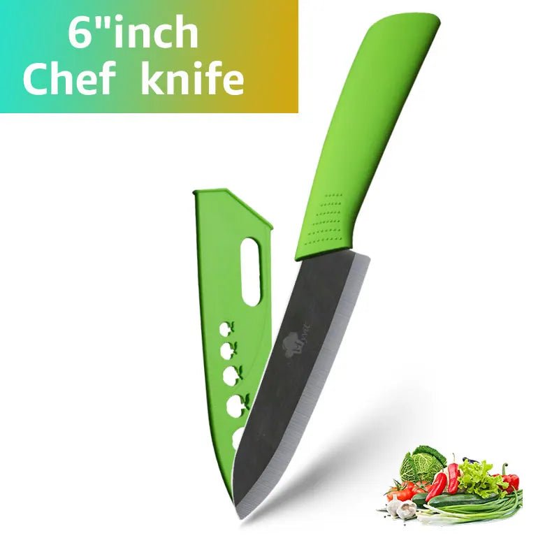 Ceramic Knife Kitchen Knives Set 3 4 5 6 inch +Peeler Zirconia Black Blade Fruit Chef Knife Vege Cooking Tool - Jaazi Intl