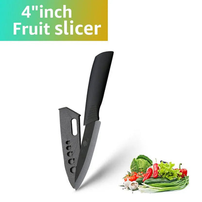 Ceramic Knife Kitchen Knives Set 3 4 5 6 inch +Peeler Zirconia Black Blade Fruit Chef Knife Vege Cooking Tool - Jaazi Intl