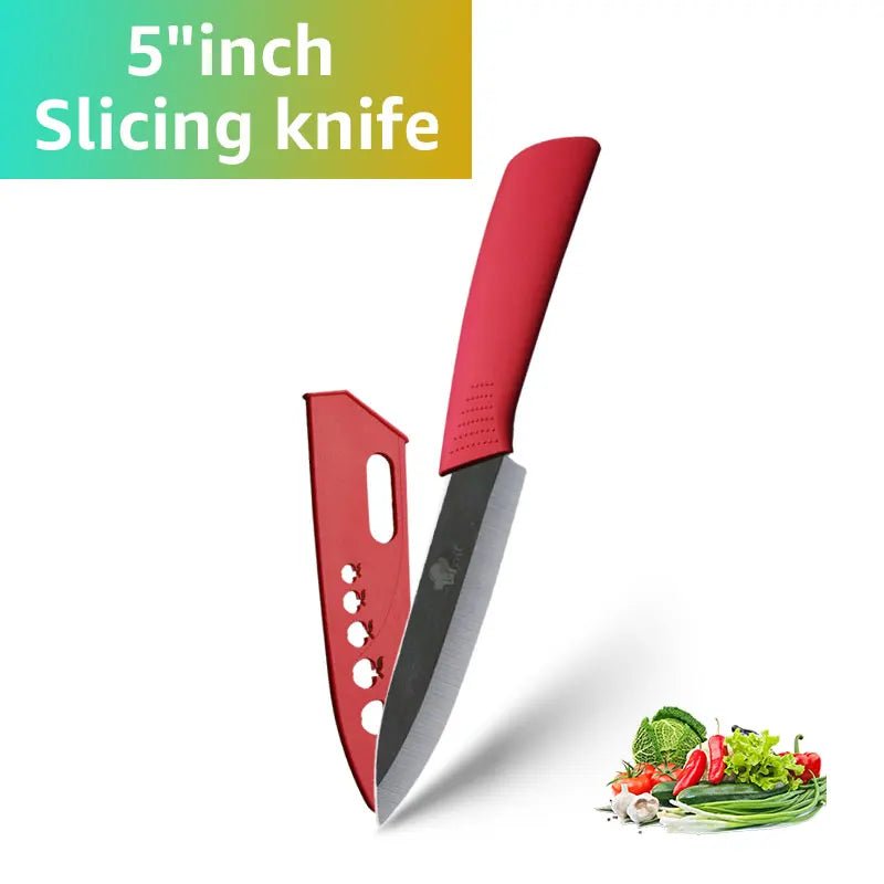 Ceramic Knife Kitchen Knives Set 3 4 5 6 inch +Peeler Zirconia Black Blade Fruit Chef Knife Vege Cooking Tool - Jaazi Intl