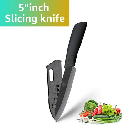 Ceramic Knife Kitchen Knives Set 3 4 5 6 inch +Peeler Zirconia Black Blade Fruit Chef Knife Vege Cooking Tool - Jaazi Intl