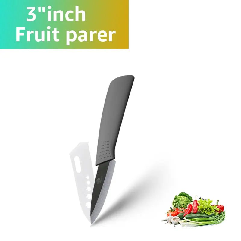 Ceramic Knife Kitchen Knives Set 3 4 5 6 inch +Peeler Zirconia Black Blade Fruit Chef Knife Vege Cooking Tool - Jaazi Intl