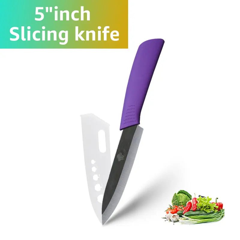 Ceramic Knife Kitchen Knives Set 3 4 5 6 inch +Peeler Zirconia Black Blade Fruit Chef Knife Vege Cooking Tool - Jaazi Intl