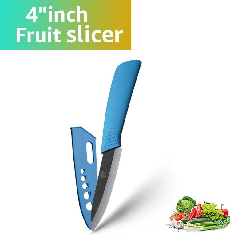 Ceramic Knife Kitchen Knives Set 3 4 5 6 inch +Peeler Zirconia Black Blade Fruit Chef Knife Vege Cooking Tool - Jaazi Intl