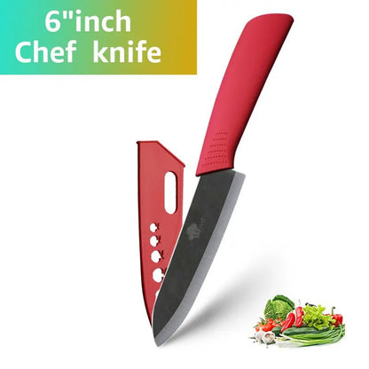 Ceramic Knife Kitchen Knives Set 3 4 5 6 inch +Peeler Zirconia Black Blade Fruit Chef Knife Vege Cooking Tool - Jaazi Intl