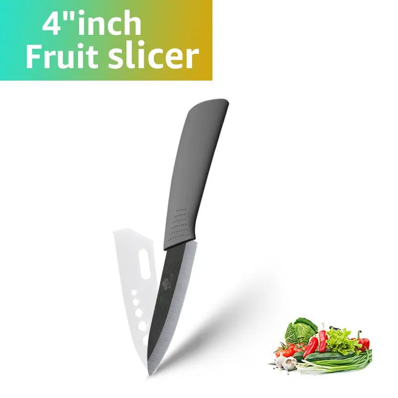 Ceramic Knife Kitchen Knives Set 3 4 5 6 inch +Peeler Zirconia Black Blade Fruit Chef Knife Vege Cooking Tool - Jaazi Intl