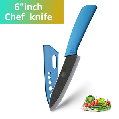 Ceramic Knife Kitchen Knives Set 3 4 5 6 inch +Peeler Zirconia Black Blade Fruit Chef Knife Vege Cooking Tool - Jaazi Intl