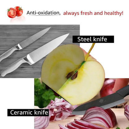 Ceramic Knife Kitchen Knives Set 3 4 5 6 inch +Peeler Zirconia Black Blade Fruit Chef Knife Vege Cooking Tool - Jaazi Intl