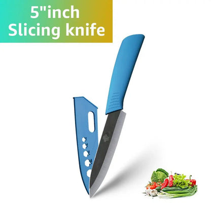 Ceramic Knife Kitchen Knives Set 3 4 5 6 inch +Peeler Zirconia Black Blade Fruit Chef Knife Vege Cooking Tool - Jaazi Intl