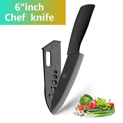 Ceramic Knife Kitchen Knives Set 3 4 5 6 inch +Peeler Zirconia Black Blade Fruit Chef Knife Vege Cooking Tool - Jaazi Intl