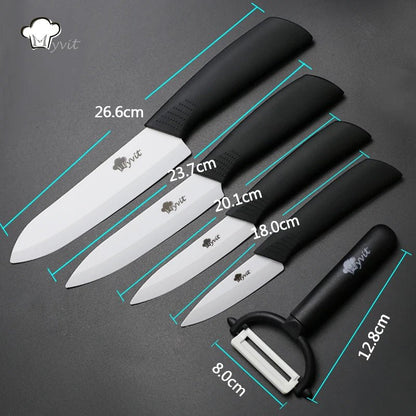 Ceramic Knives Kitchen Knife Chef Paring Fruit Vegetable knives 3 4 5 6 inch + peeler Zirconia White Ceramic Blade Cooking Tool - Jaazi Intl