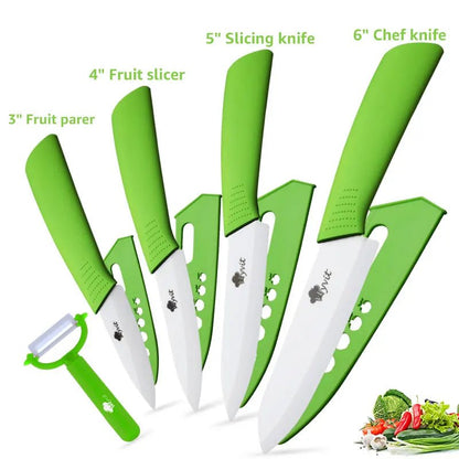 Ceramic Knives Kitchen Knife Chef Paring Fruit Vegetable knives 3 4 5 6 inch + peeler Zirconia White Ceramic Blade Cooking Tool - Jaazi Intl