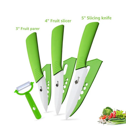 Ceramic Knives Kitchen Knife Chef Paring Fruit Vegetable knives 3 4 5 6 inch + peeler Zirconia White Ceramic Blade Cooking Tool - Jaazi Intl