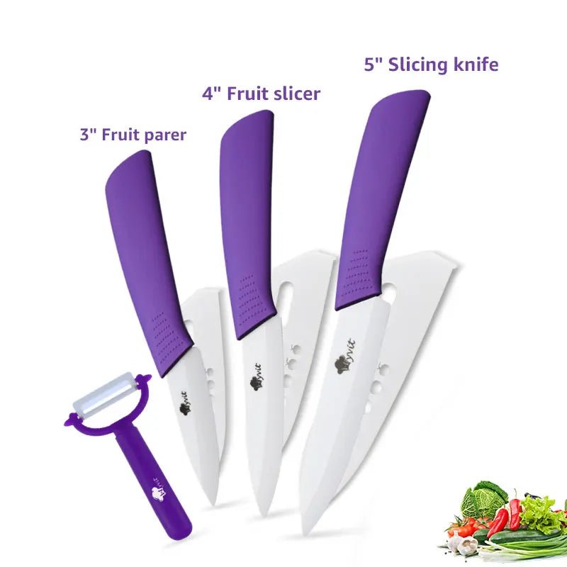 Ceramic Knives Kitchen Knife Chef Paring Fruit Vegetable knives 3 4 5 6 inch + peeler Zirconia White Ceramic Blade Cooking Tool - Jaazi Intl