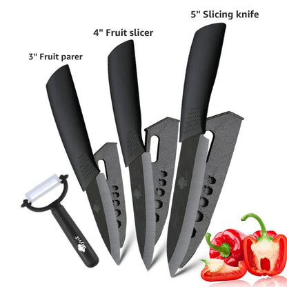 Ceramic Knives Kitchen Knife Chef Paring Fruit Vegetable knives 3 4 5 6 inch + peeler Zirconia White Ceramic Blade Cooking Tool - Jaazi Intl