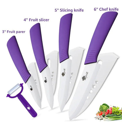 Ceramic Knives Kitchen Knife Chef Paring Fruit Vegetable knives 3 4 5 6 inch + peeler Zirconia White Ceramic Blade Cooking Tool - Jaazi Intl