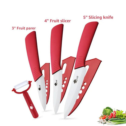 Ceramic Knives Kitchen Knife Chef Paring Fruit Vegetable knives 3 4 5 6 inch + peeler Zirconia White Ceramic Blade Cooking Tool - Jaazi Intl