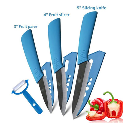 Ceramic Knives Kitchen Knife Chef Paring Fruit Vegetable knives 3 4 5 6 inch + peeler Zirconia White Ceramic Blade Cooking Tool - Jaazi Intl