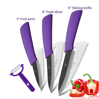 Ceramic Knives Kitchen Knife Chef Paring Fruit Vegetable knives 3 4 5 6 inch + peeler Zirconia White Ceramic Blade Cooking Tool - Jaazi Intl