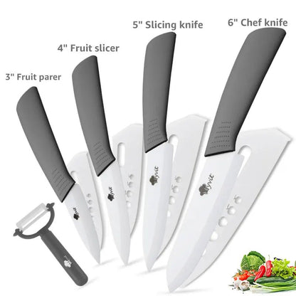 Ceramic Knives Kitchen Knife Chef Paring Fruit Vegetable knives 3 4 5 6 inch + peeler Zirconia White Ceramic Blade Cooking Tool - Jaazi Intl