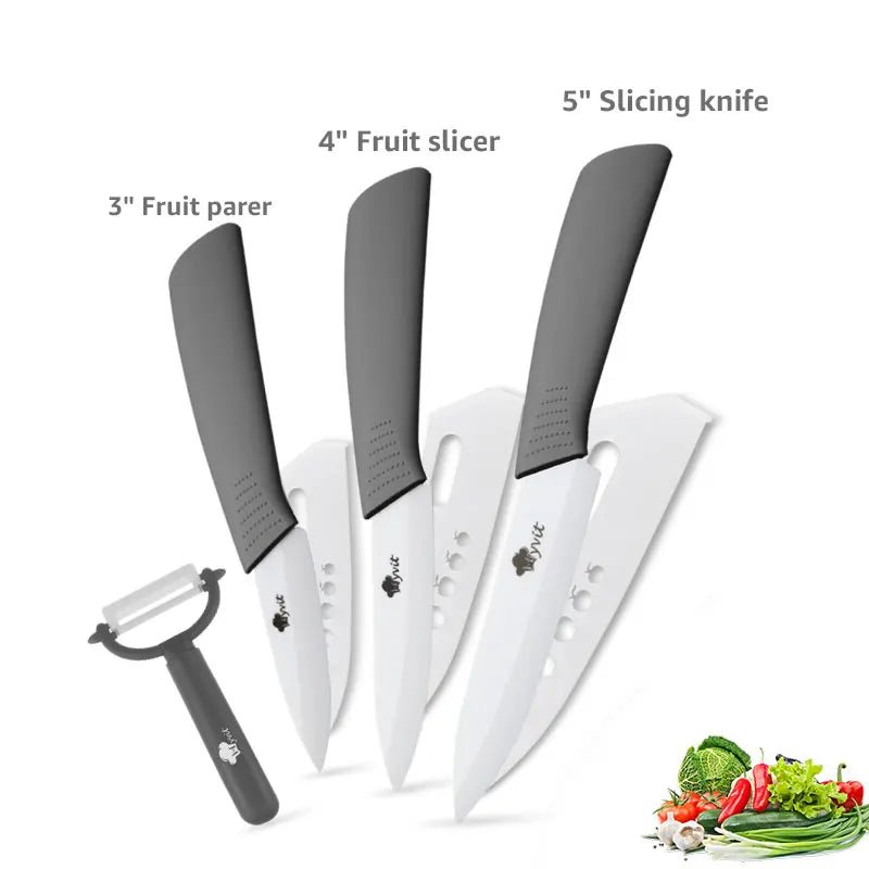 Ceramic Knives Kitchen Knife Chef Paring Fruit Vegetable knives 3 4 5 6 inch + peeler Zirconia White Ceramic Blade Cooking Tool - Jaazi Intl