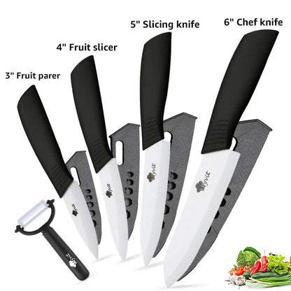 Ceramic Knives Kitchen Knife Chef Paring Fruit Vegetable knives 3 4 5 6 inch + peeler Zirconia White Ceramic Blade Cooking Tool - Jaazi Intl