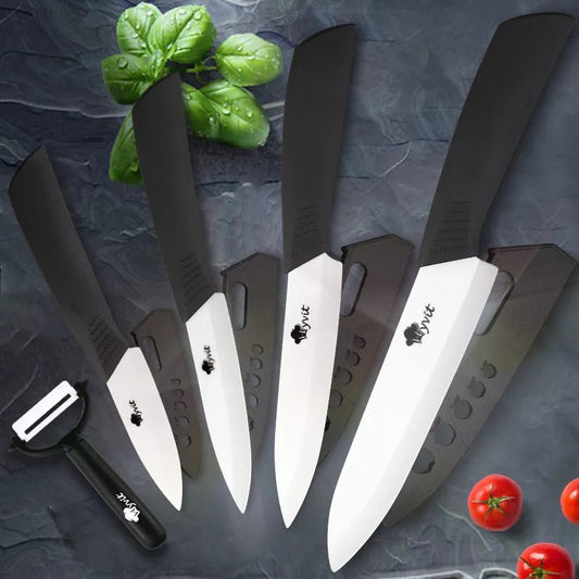 Ceramic Knives Kitchen knives 3 4 5 6 inch Chef knife Cook Set+peeler white zirconia blade Multi-color Handle High Quality - Jaazi Intl