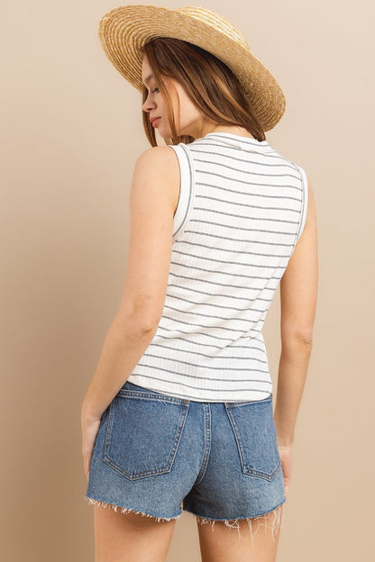 Ces Femme Striped Round Neck Tank - Jaazi Intl